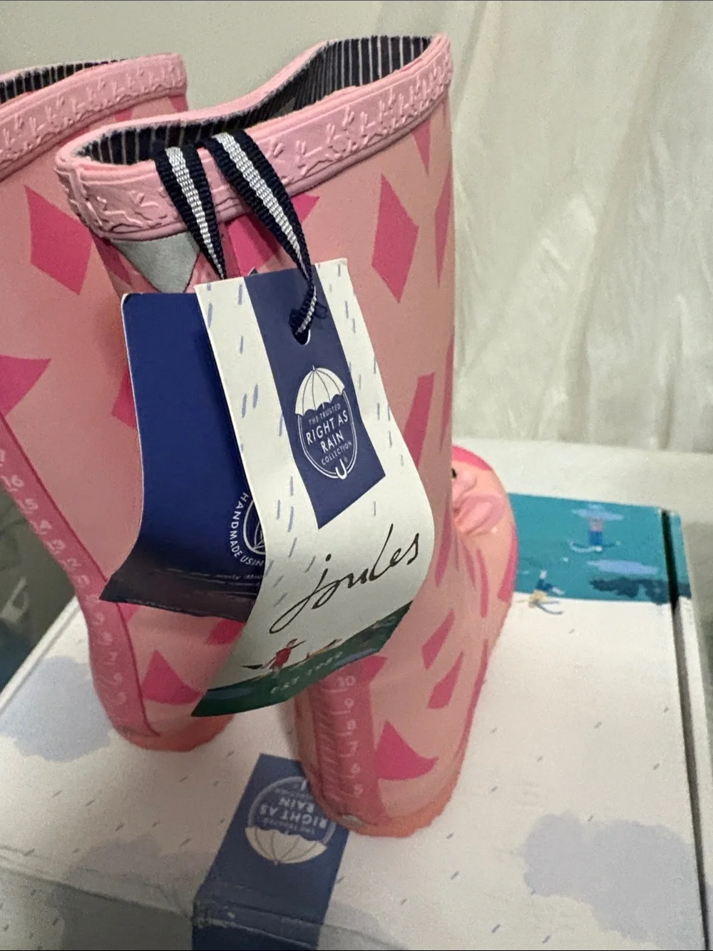Joules Pink Giraffe Kids Rain Boots Size US 2 NWT
